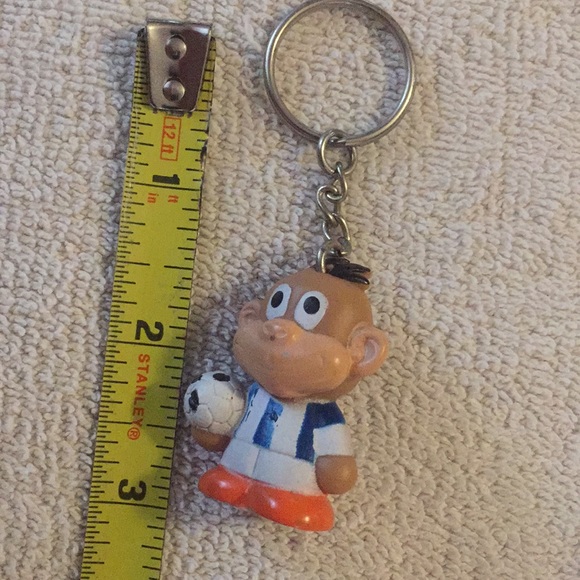 Vintage 1980s Star Awards Monkey Keychain Bag Tag - Soccer player - Picture 2 of 6